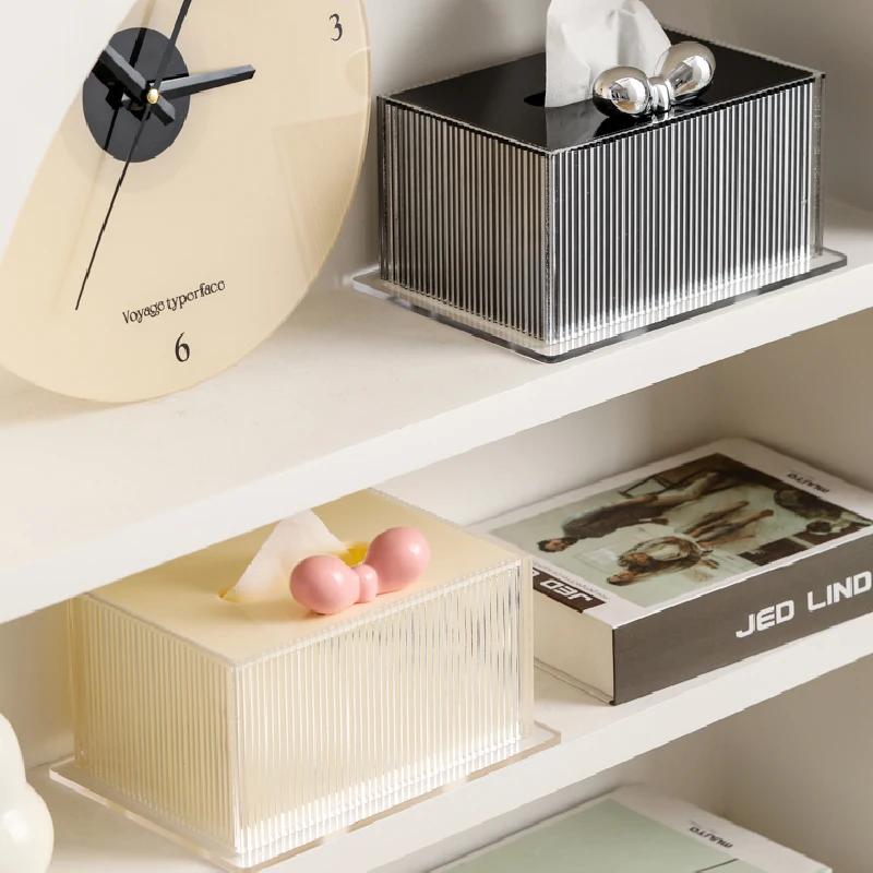 Rectangular Acrylic Tissue Box High-end Desktop Napkin Holder Creative Tissue Box Living Room Coffee Table Restaurant Decoration