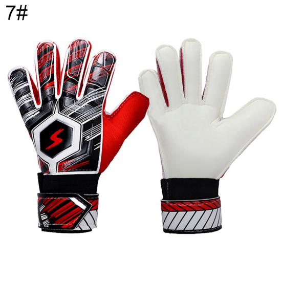 

Adult Kids Football Soccer Goalkeeper Goalie Full Finger Hand Protection Gloves Size 7 червоний
