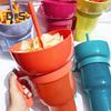 Snack Cup 2 In 1 Multifunction Color Changing Stadium Tumbler Snack And Drink Cup with Straw for Movies Home Use