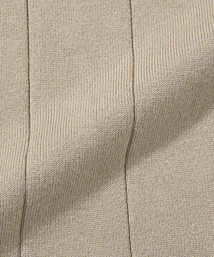 AGOD V-Neck Collared Short Sleeve Knit Shirt [Beige]