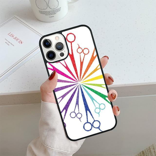 Hair Stylist Scissors Brush Switch Phone Case For iPhone 17 Air 14 15 16 13 12 Cover For Apple Pro Max Plus