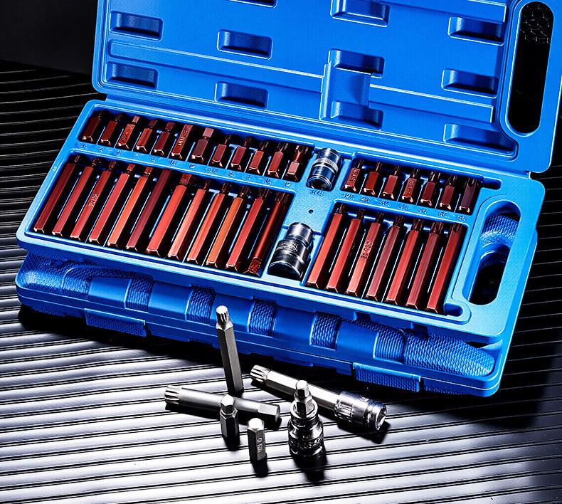 40-Piece Star Bit and Hex Socket Wrench Set for Auto Repair, Spline & Twelve-Point Torx Tools