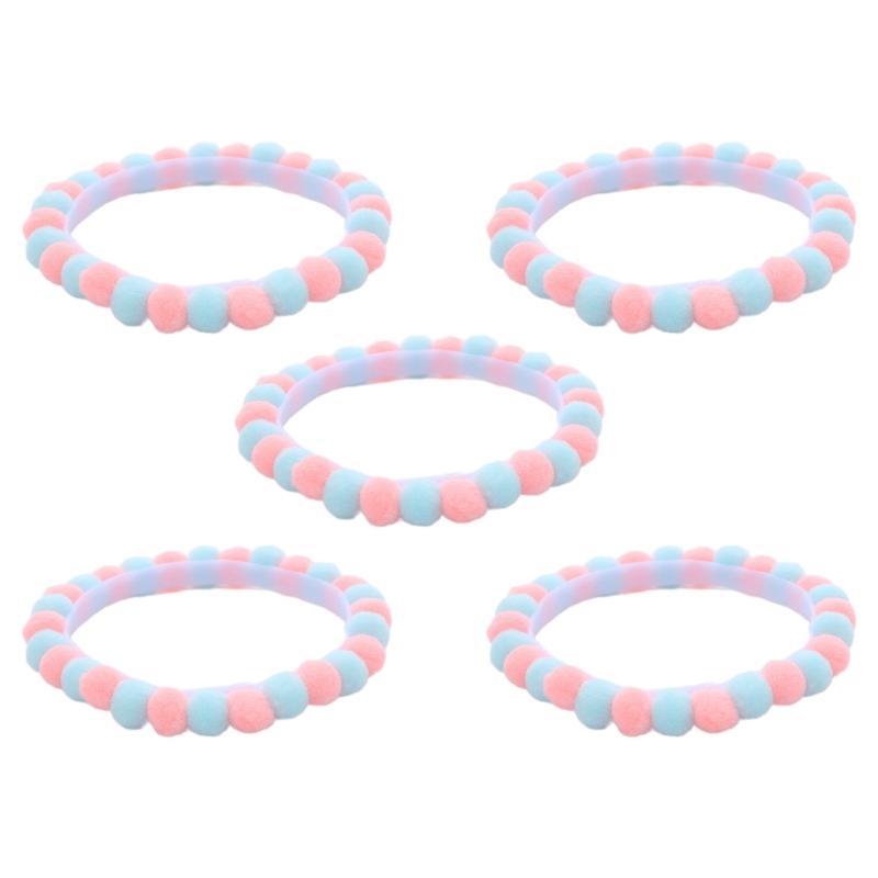 

Pack of 5 Plush Pet Collars with Colorful Pompoms Adjustable Cats Collar Dog Neckwear for Festival Birthday Parties S