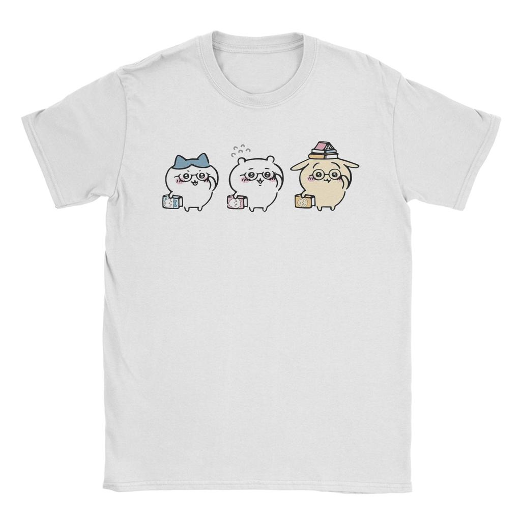 Men Nerdy Chiikawas and Friends Book Club Hachiware Usagi T Shirt Pure Cotton Tops Vintage Crew Neck Tee Shirt Gift TShirt