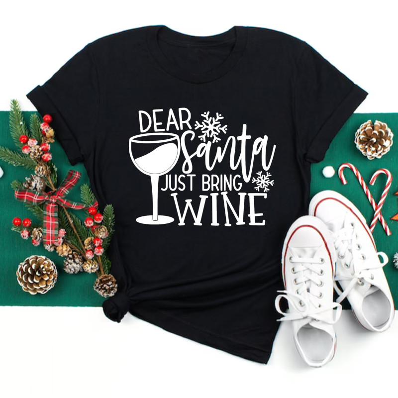 Polyester  100% New Christmas Happy Christmas Tree Santa Claus Casual and Fashionable Round-neck Short-sleeved Women's Base Tops