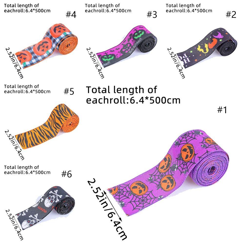 Rubans colorés effrayants pour Halloween, citrouille, crâne, chauve-souris, toile d'araignée, rubans de citrouille à carreaux, tissu exquis