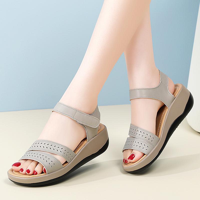 Sandale cu platformă de vară pentru femei, pentru lift, de exterior, elegante, cu vârf deschis, casual, pentru fete, mărime mare, talpă groasă, sandale negre gri