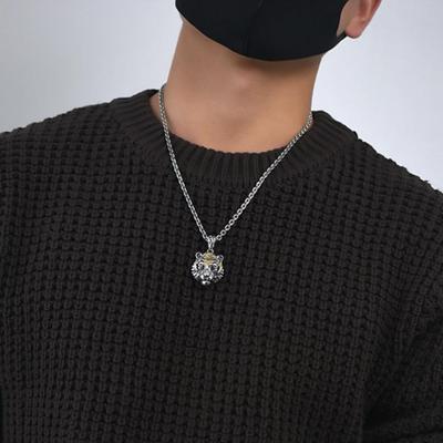 1ks Vintage náhrdelník pro muže i ženy Módní trend Přívěsek s hlavou tygra Šperky