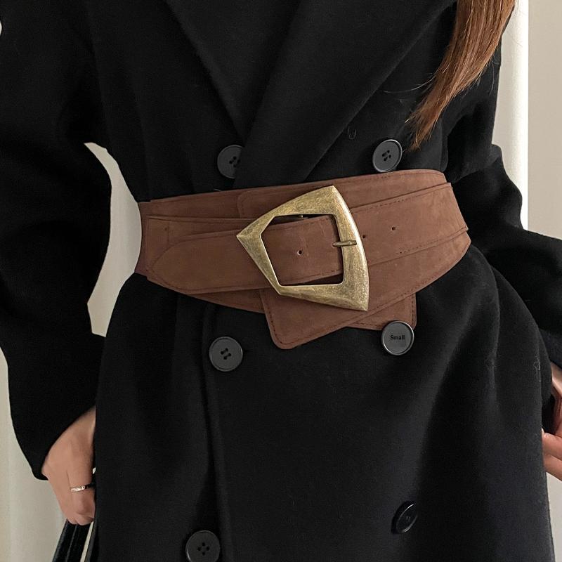 Retro Wildleder Nieten Gürtel Punk Gothic Western Cowgirl Breite Taillenbänder Gürtel Y2K Unregelmäßiger Gürtel