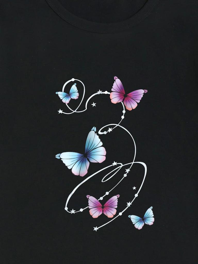 Women's Casual Minimalist Round Neck Short Sleeve Print T-shirt