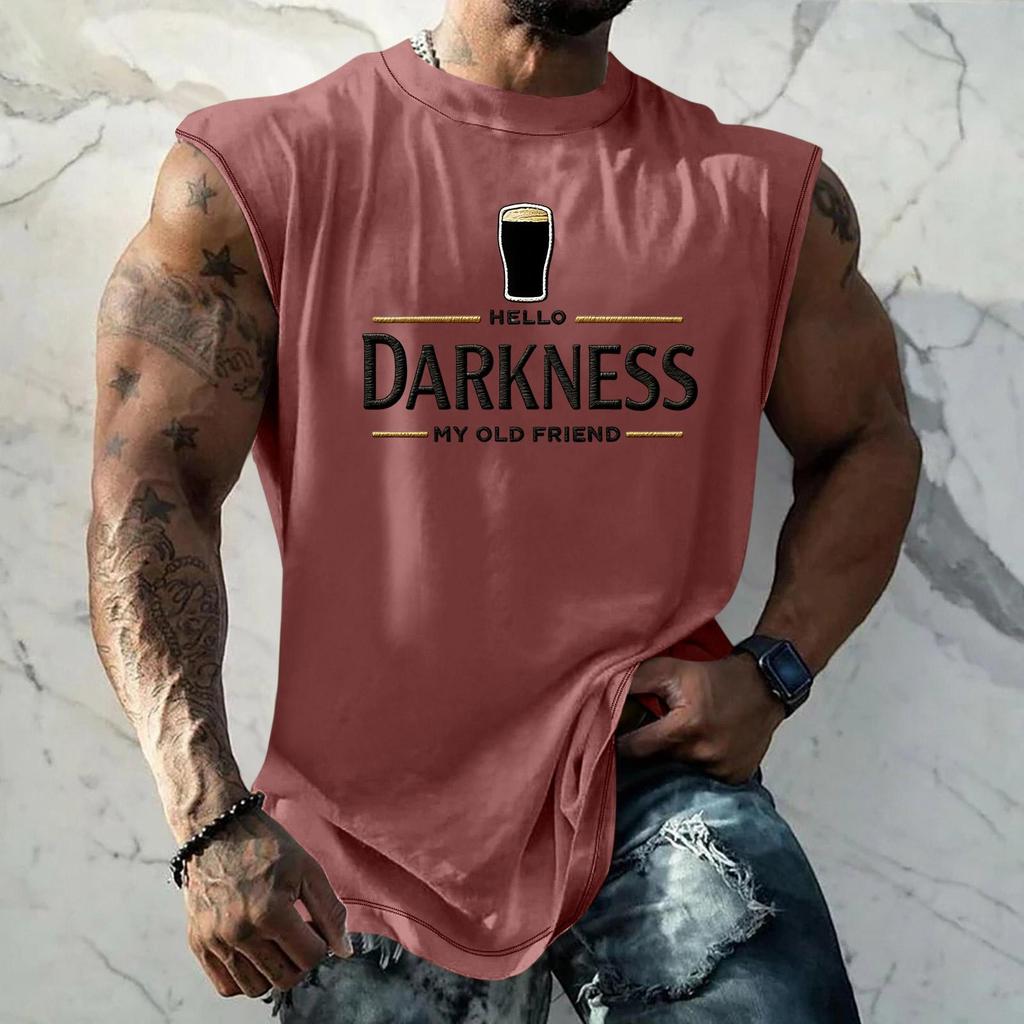 Men Sleeveless Tank Top Muscle Shirt with Beer Graphic Print Casual Summer Vest Lightweight Cotton Blend Comfortable Fit