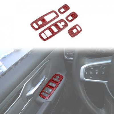 5x Window Lift Switch Cover Trim Inner Panel For Dodge RAM 1500 2018+ Red Carbon