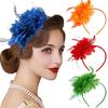 Sparkling Feathered Hairhoop Hair Ornament For Carnivals Celebration Soft Elastic Band Bright Color Hairband for Event