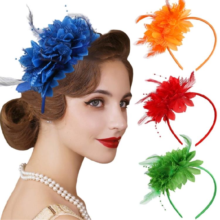 Sparkling Feathered Hairhoop Hair Ornament For Carnivals Celebration Soft Elastic Band Bright Color Hairband for Event