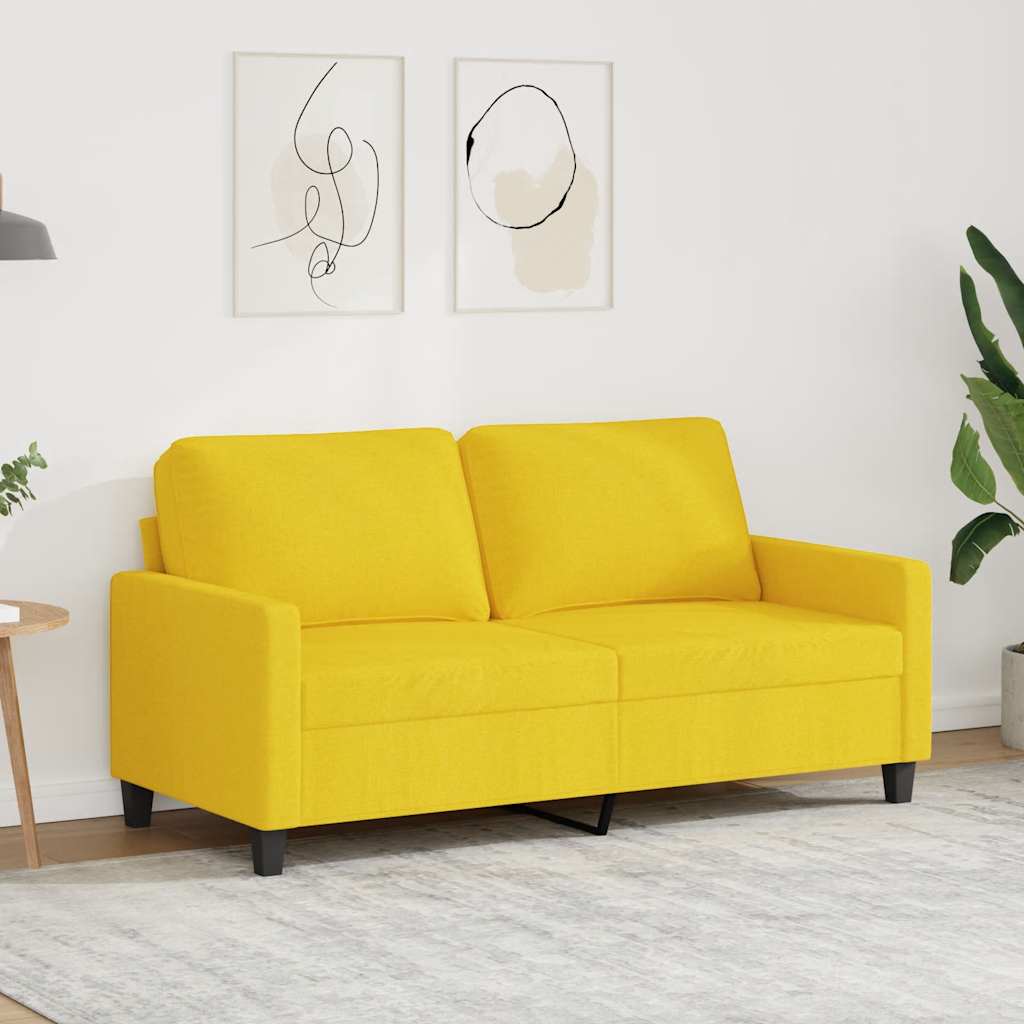 Vidaxl 2-Seater Sofa, Light Yellow, 140 Cm, Upholstered In Fabric