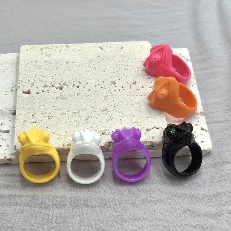 Joint Finger Rings for Teen Girl Y2K Jewelry Punk Hip Hop Chunky-Resin Ring