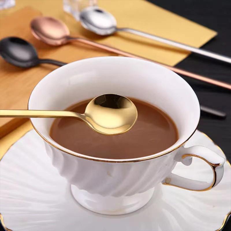 304 Stainless Steel Teaspoon Coffee Dessert Spoons With Long Handle Ice Cream Flatware