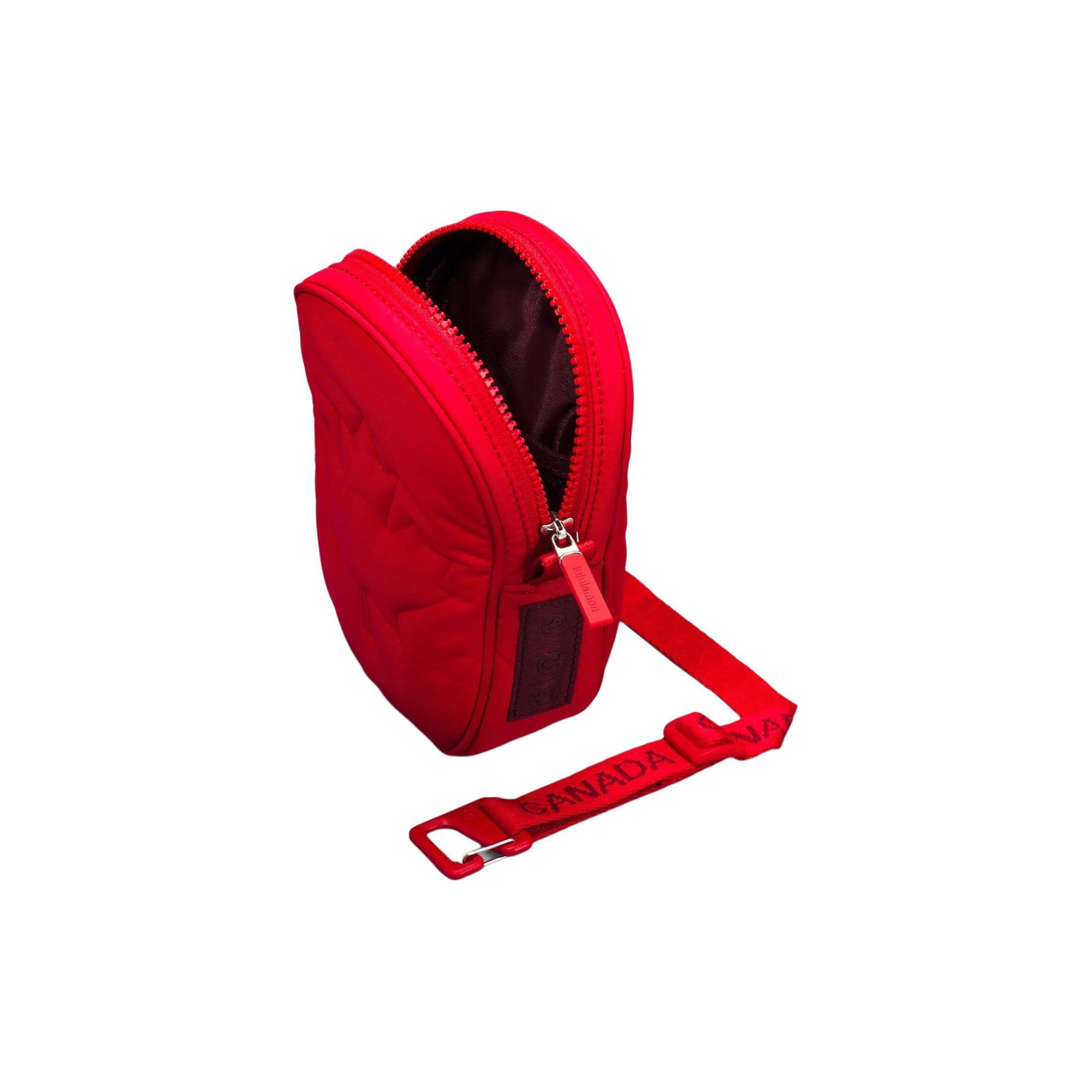 Lululemon Maple Leaf Pattern Zipper Closure 08L Polyester Shoulder Crossbody Bag Unisex Bags Red LU9ASPS Red 12780₽