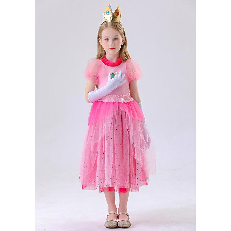 Cosplay Kids Pink Princess Dress Luigi Pink Peach Princess Dress Girl