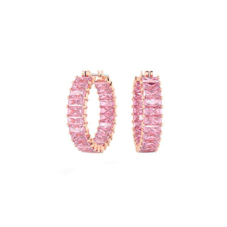Swarovski Matrix Fashionable Versatile Large Hoop Earrings Rose Gold Tone Women earrings 5657726 Box (Random Color)
