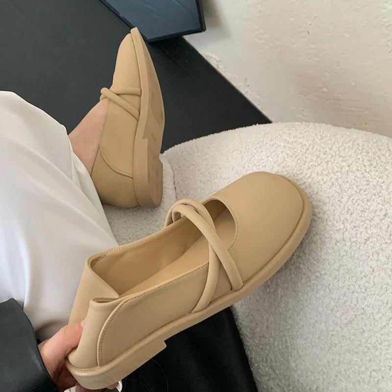 

Модные туфли-лодочки на низком каблуке, элегантные, с квадратным носком, женская обувь, готические женские туфли, светло-желтые, Мэри Джейн, на плоской подошве, в японском стиле, платье Лолиты, L 35