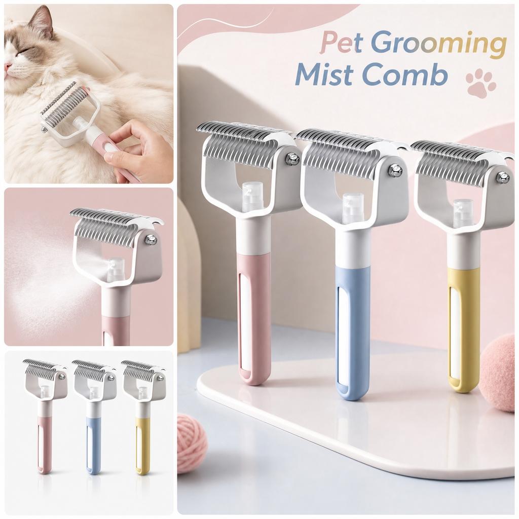 Pet Grooming Dematting Comb for Cats and Dogs Safe Fur Removal Tool Ergonomic Handle Deshedding Rake for Thick Long Hair Undercoat Removal