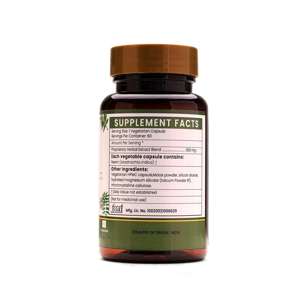 Ayurleaf Herbals Neem Capsules | Herb for Healthy Skin and Hair | Powerful Blood Purifier | Balance Blood Sugar Levels, Boosts Liver Health & Met