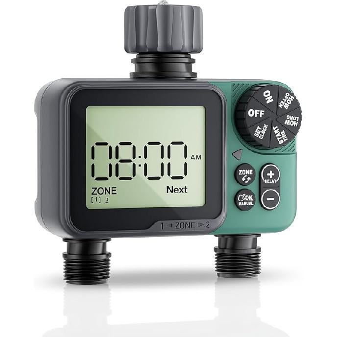 Sprinkler Timer, Programmable Hose Timer with Rain Delay, Manual and Automatic Watering System, Water Timers for Garden Hose, Waterproof Digital