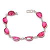 Natürlicher Rosa Rubellit Edelstein Handgefertigtes 925 Sterling Silber Armband 7-8" ASB-2951