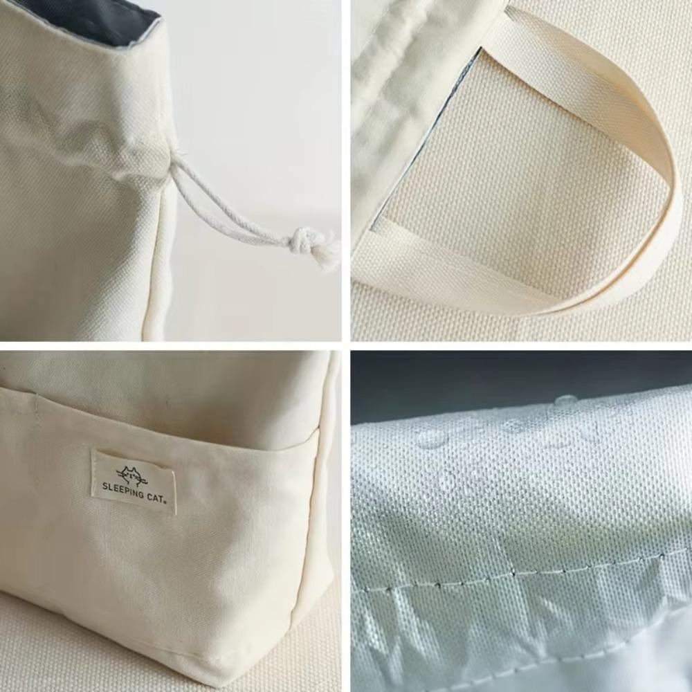 Japanese Style Lunch Drawstring Bag Aluminum Foil Liner Rice Box Storage Pouch  for Daily Use