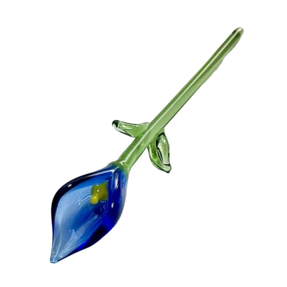 Glass Flower Decorations Mini Glass Flowers Handcrafted Glass Calla Lily Figurine Hand-blown Mini Flower Ornament for Home