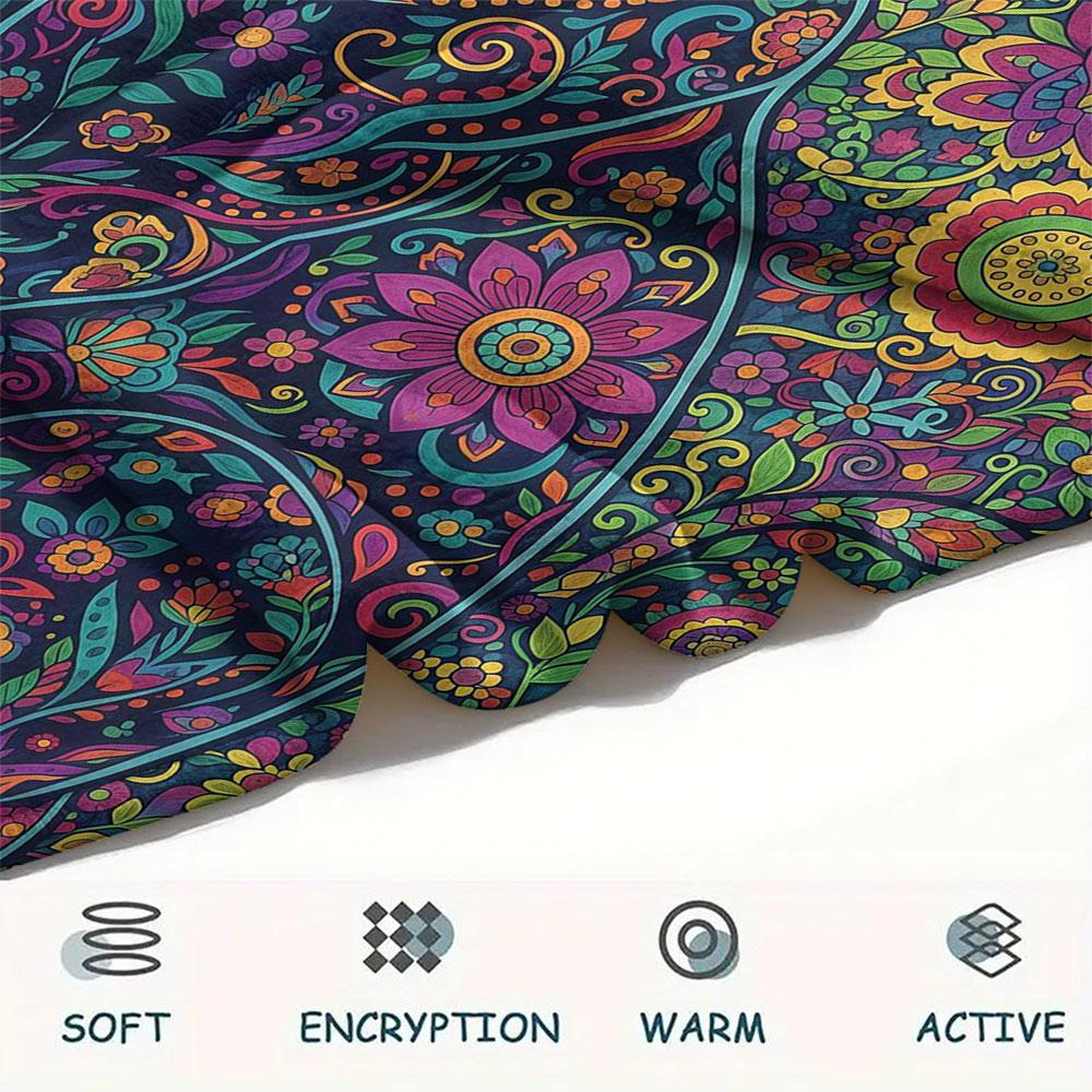 1Pc Mandalapainting Print Flannel Blanket, High Quality Comfortable for All Seasons, Home Decor, Warmth and Comfort, Perfect for Christmas Gifts