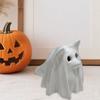 Halloween Ghost Animal Figurine Draped Ghost Dog Cat Statue Resin Spooky Tabletop Ornaments for Home Party Haunted House Decor