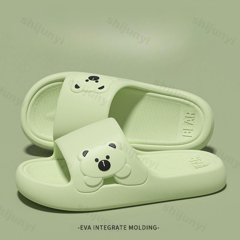 Fashion Cartoon Bear Women Slippers Couple Summer Cute Soft EVA Home Bathroom Non Slip Slippers Indoor Flat Flip-Flop Sandalias De Mujer