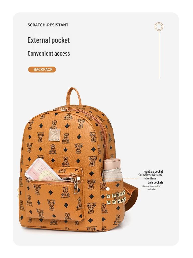 Autumn 2025 Women's Niche Leather Double Shoulder Backpack - High-End, Large Capacity for College Students