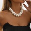 Tooxika Baroque Faux Pearl Necklace Exaggerated Large Pearl Temperament Choker Collarbone Chain
