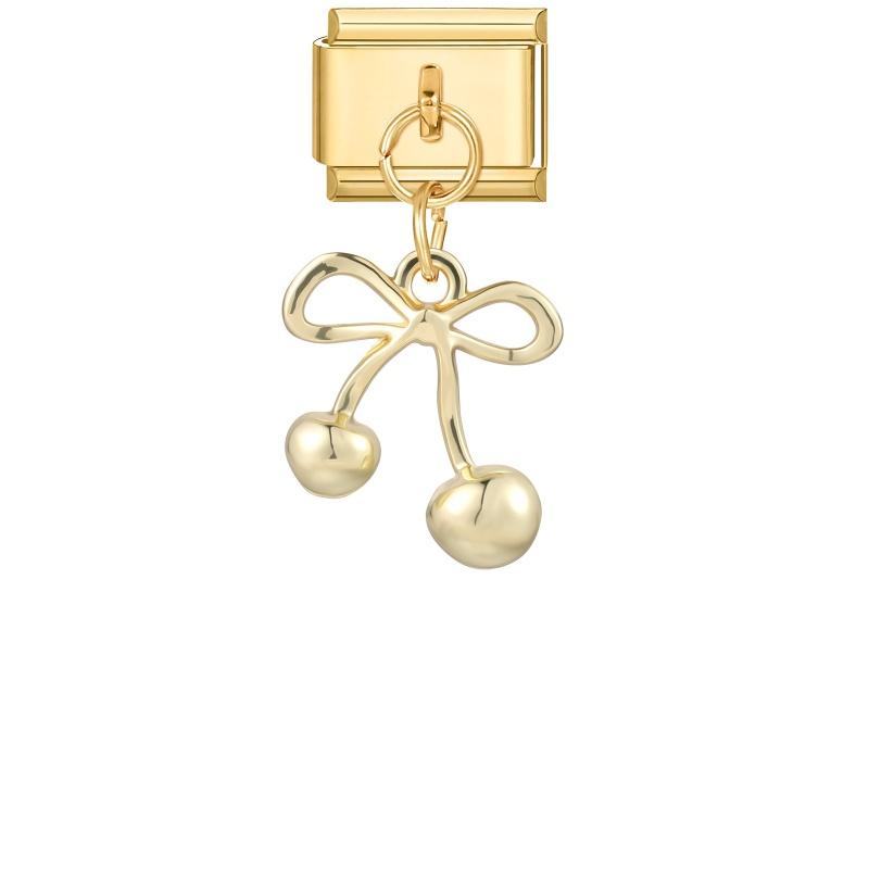 

Creative Fruit Series Ice Cream Bow Shell Golden Pendant Italian Charm Links Fit 9MM Stainless Steel Bracelet DIY Making Gift