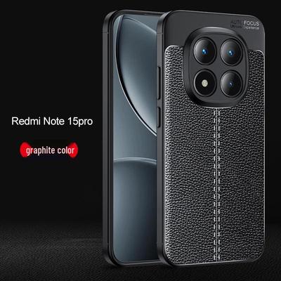 Redmi Note 15 Pro/K80 Pro Leather Texture Soft Case - Plain Leather Protective Cover