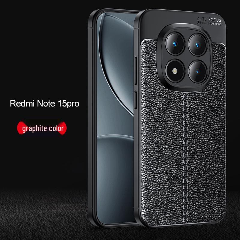 Redmi Note 15 Pro/K80 Pro Leather Texture Soft Case - Plain Leather Protective Cover
