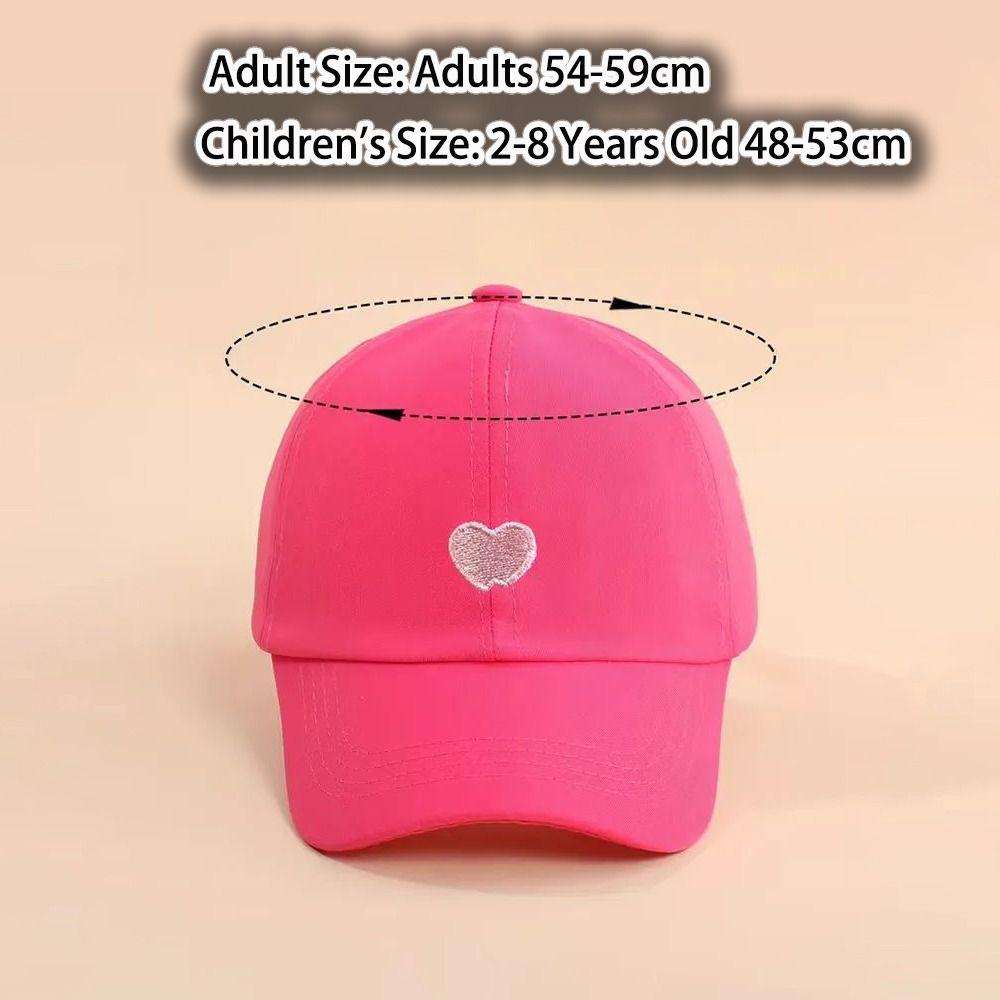 Heart-Embroidered Baseball Cap For Girls Breathable Cute Children'S Baseball Hat Uv Protection Sun Protection Tool