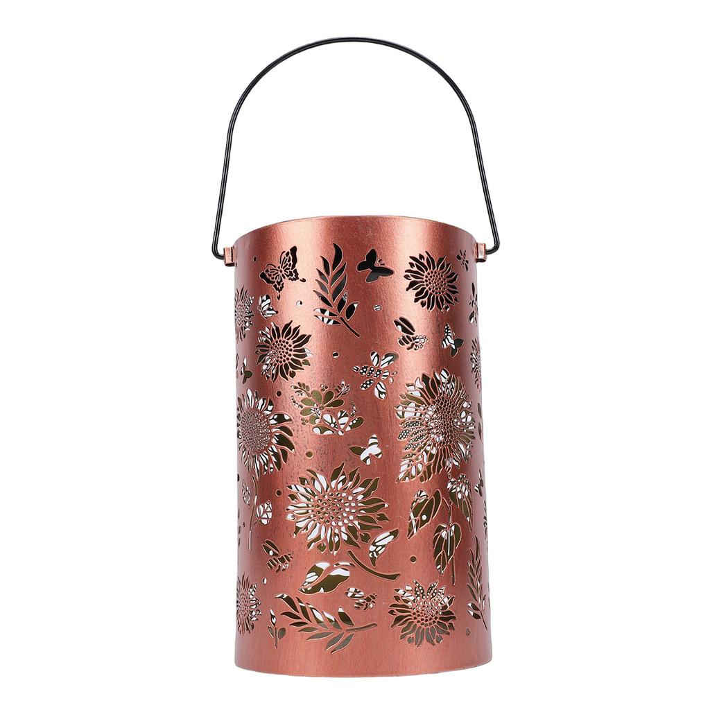 Solar Hollowed Out Hanging Light Metal Sunflower Hanging Solar Lantern for Garden Patio Yard