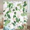 1Pc Modern White And Green Floral Shower Curtain - Polyester Fabric, Machine Washable, With Hooks, Suitable For Bathroom