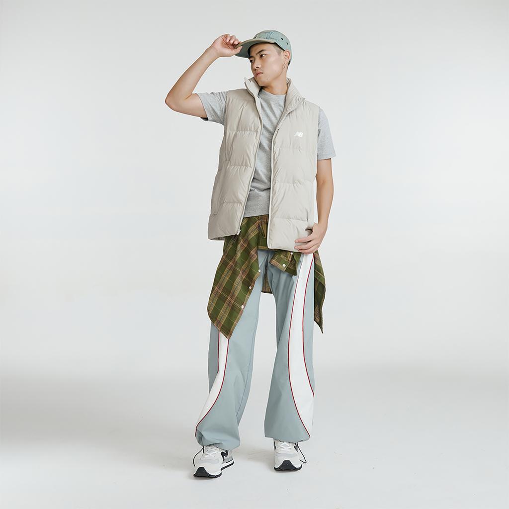 New Balance Down Vests Unisex Light Khaki Stand Collar Moderate AMV34325-SEN