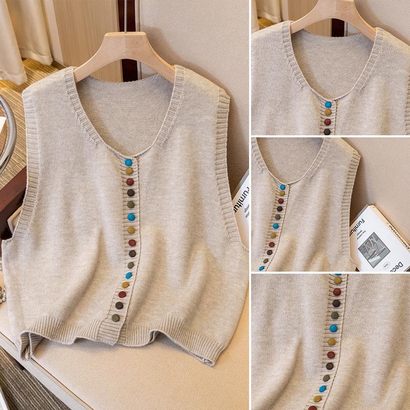Retro Korean-Style Colorful Button Knit Vest for Women - Versatile and Stylish Spring Fashion