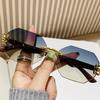 1 Stück randlose rechteckige Sonnenbrille Mode Farbverlauf-Linse Trendige Unisex-Sonnenbrille für den täglichen Gebrauch