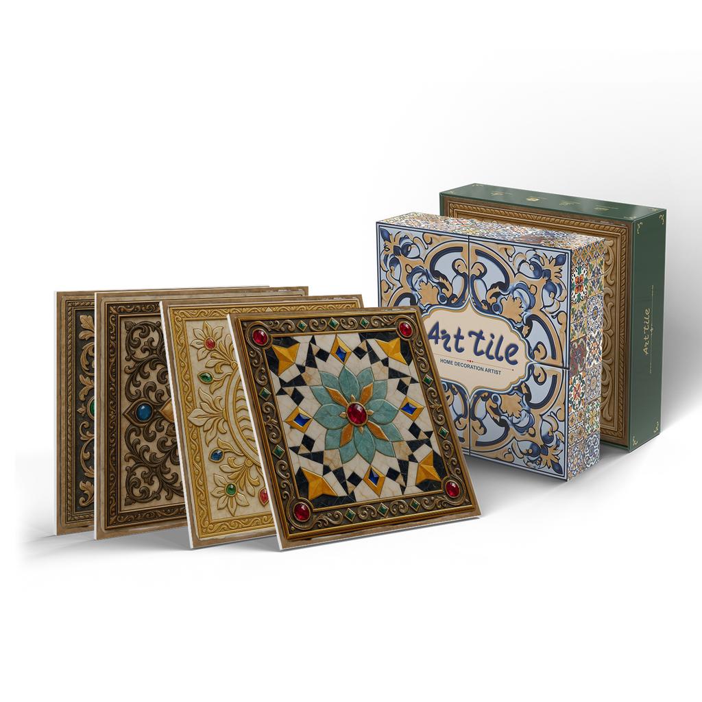 12/24 Pieces Thickened Pe Foam Tile Sticker Retro Tile Wall Sticker Self-Adhesive Waterproof Wall Sticker 15Cm