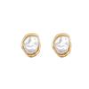 Trending Minimalist Geometric Irregular Round Metal Pearl Earrings for Women Personality Vintage Baroque Stud Earrings Jewelry