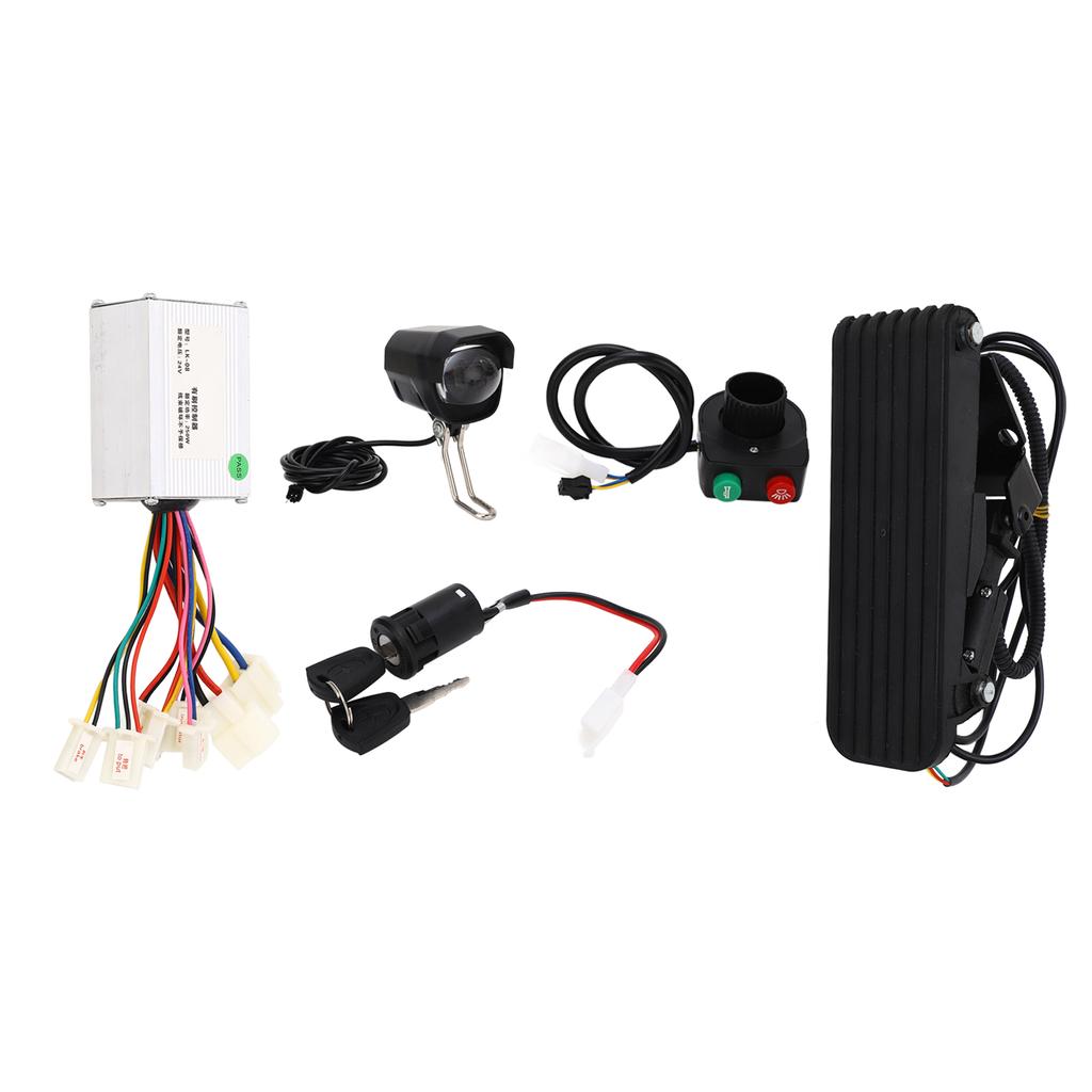 24V 250W Motor Brushed Controller Lithium Electric Bike Foot Pedal Throttle Headlight Speed Controller Kit
