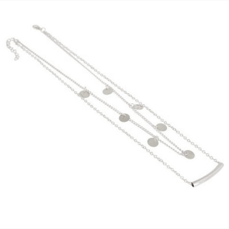 New classic street auction fashion personalized jewelry stacked women, double-layer U-shaped tube round sequined necklace