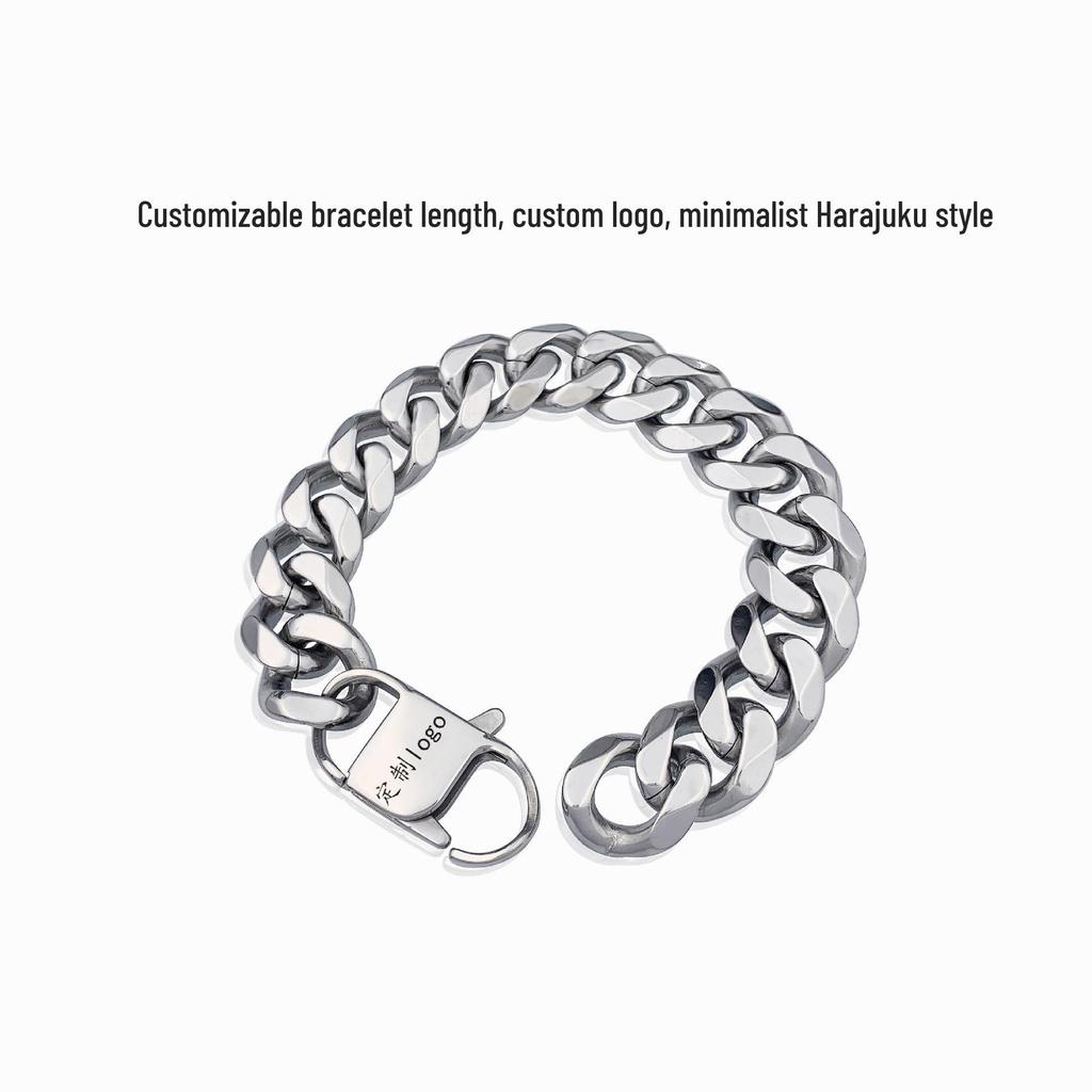 2022 Men's European & American Titanium Steel Frosted Cuban Chain Necklace with Hexagonal Flat Buckle